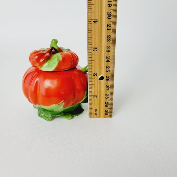 Vintage Royal Bayreuth Tomato Mustard Pot, Red & Green Kitchen Fruit Decor - Picture 9 of 12